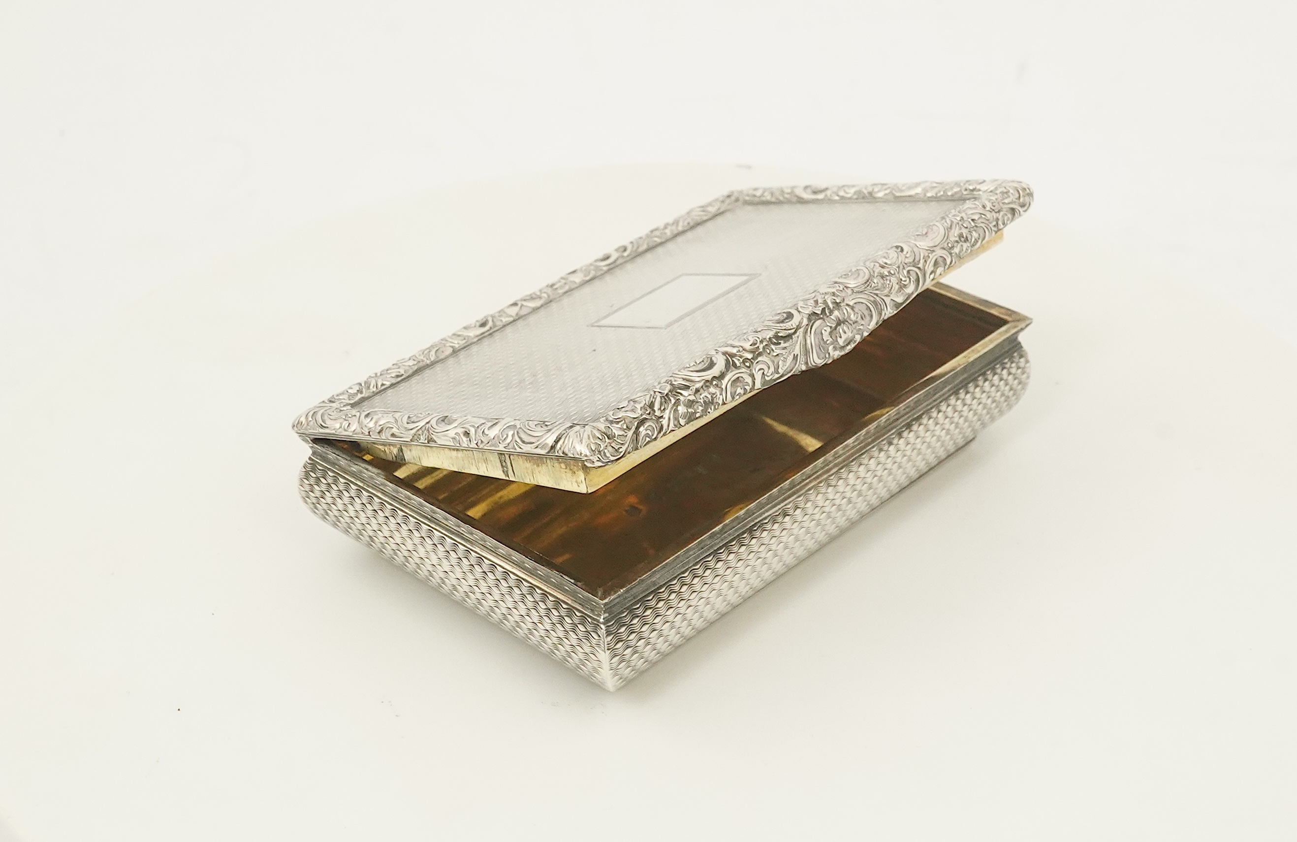 A William IV Scottish engine turned silver rectangular snuff box, by James Nasmyth